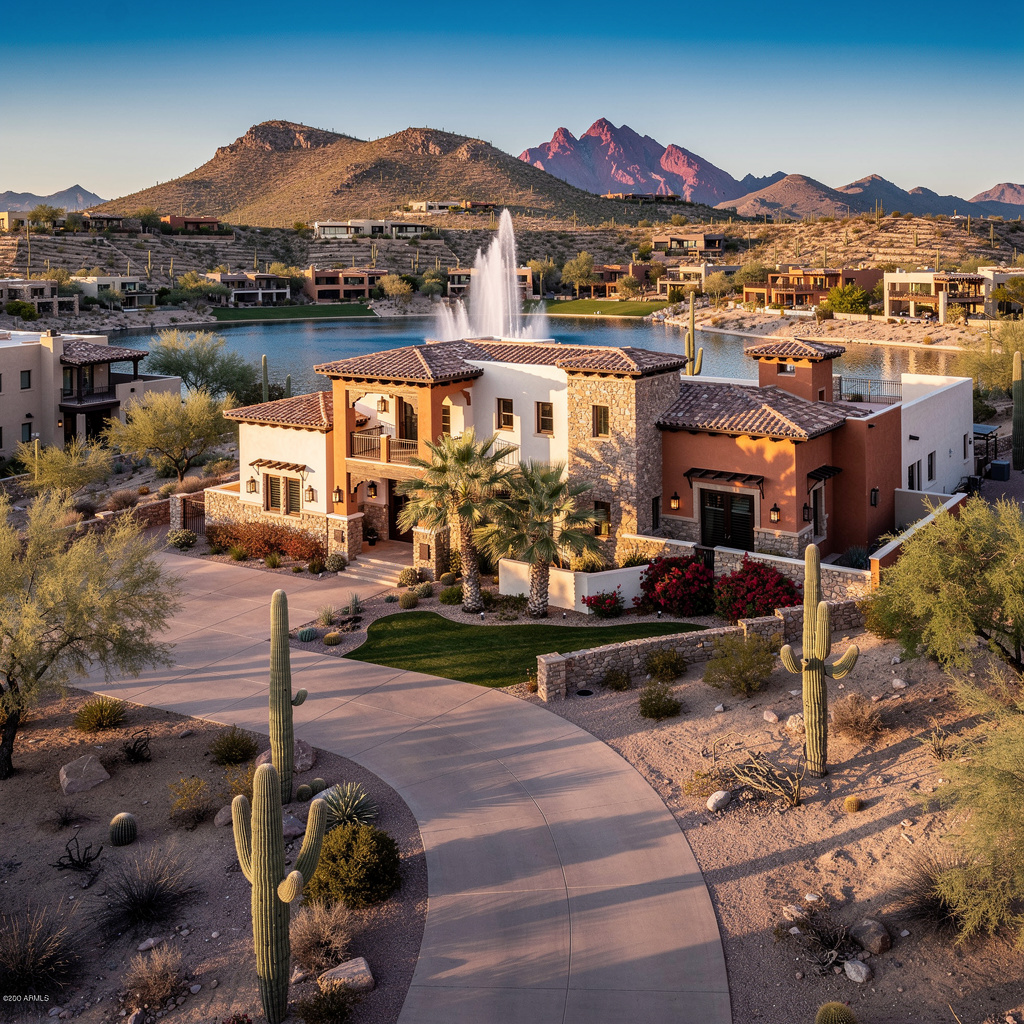 A Studio McGee-style luxury home exterior in Fountain Hills, AZ — Salt and Slate Cleaning Company