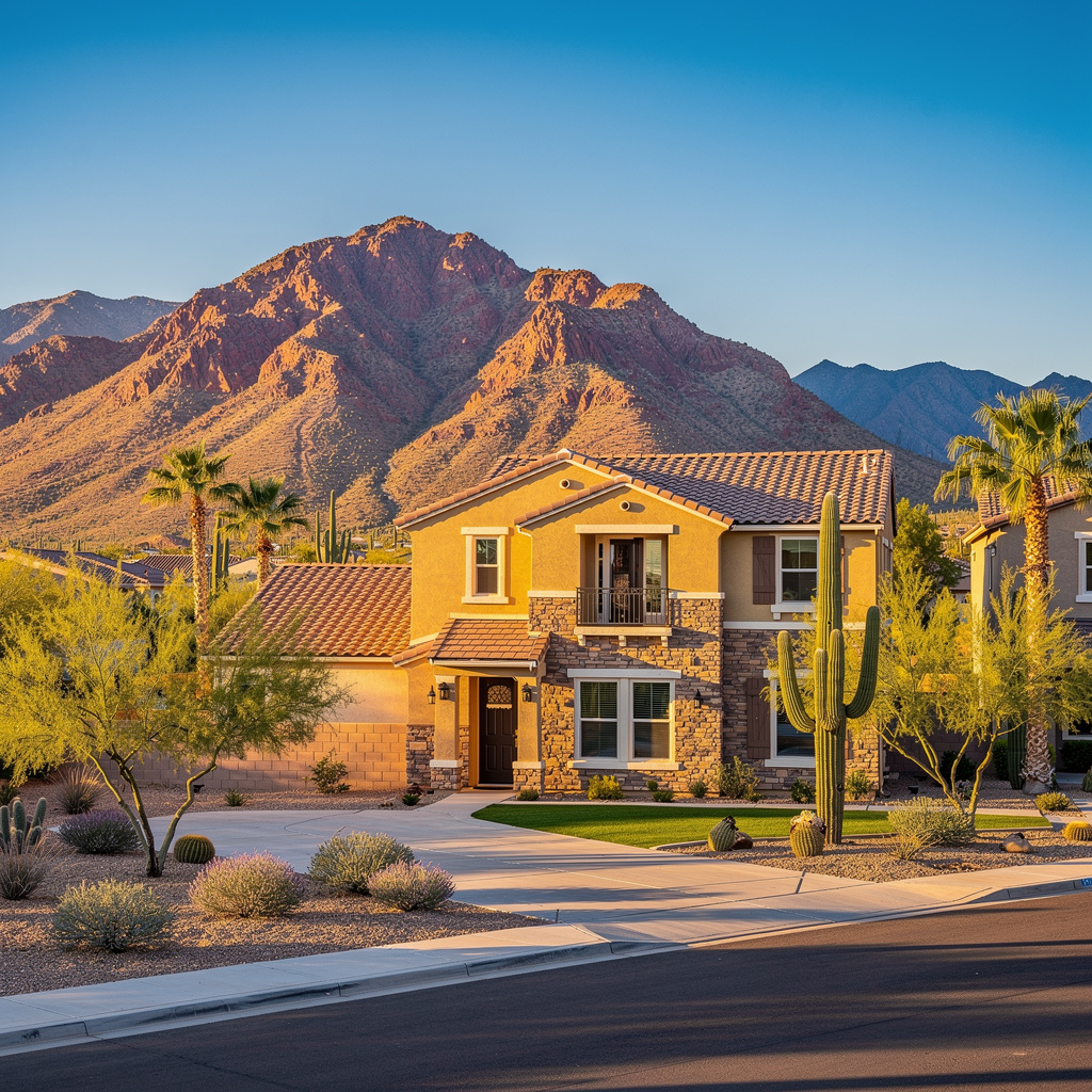 A Studio McGee-style luxury home exterior in Goodyear, AZ — Salt and Slate Cleaning Company