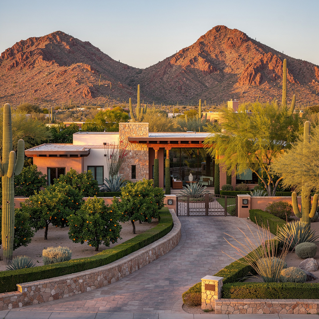 A Studio McGee-style luxury home exterior in Paradise Valley, AZ — Salt and Slate Cleaning Company
