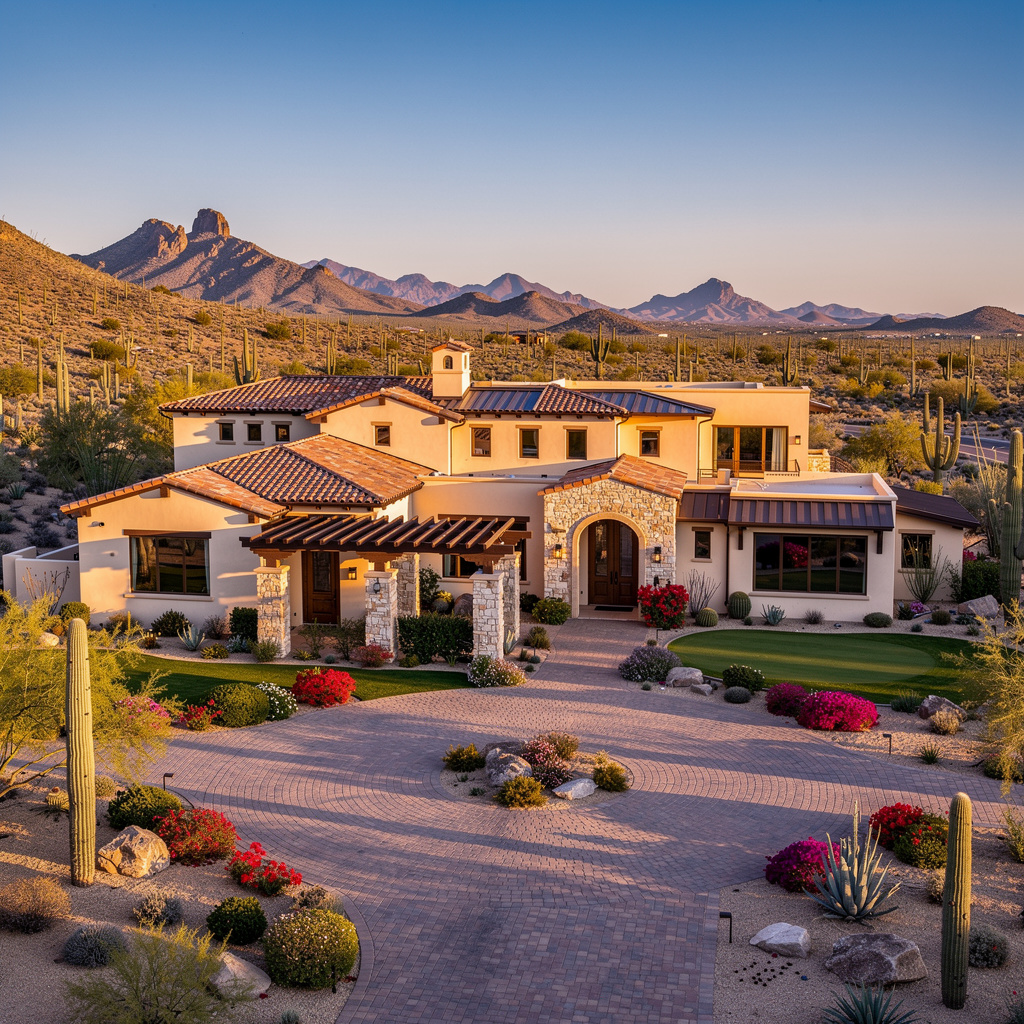 A Studio McGee-style luxury home exterior in Scottsdale, AZ — Salt and Slate Cleaning Company