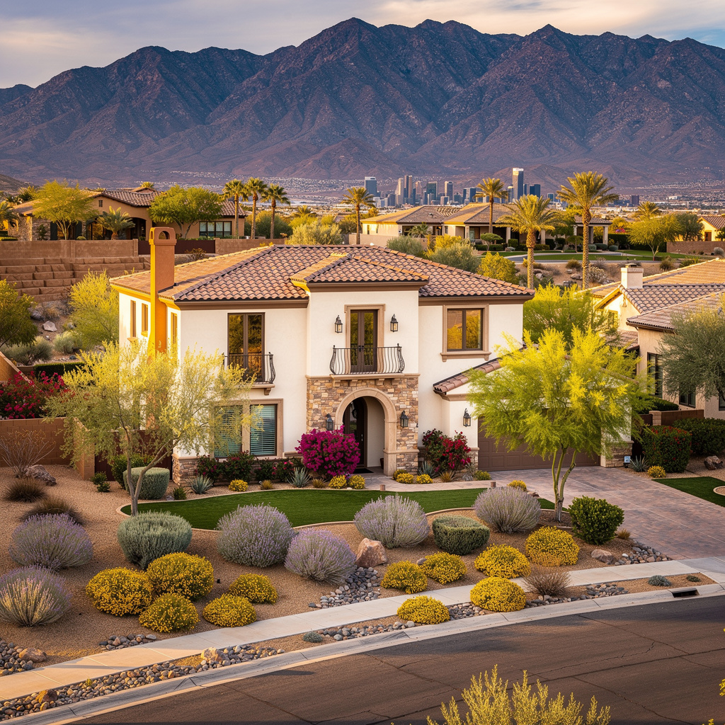 A Studio McGee-style luxury home exterior in Henderson, NV — Salt and Slate Cleaning Company
