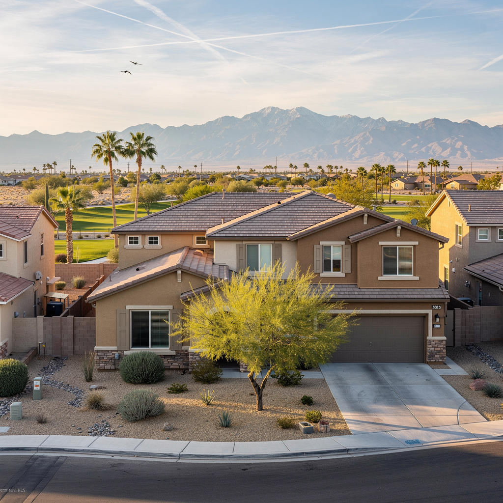 A Studio McGee-style luxury home exterior in North Las Vegas, NV — Salt and Slate Cleaning Company