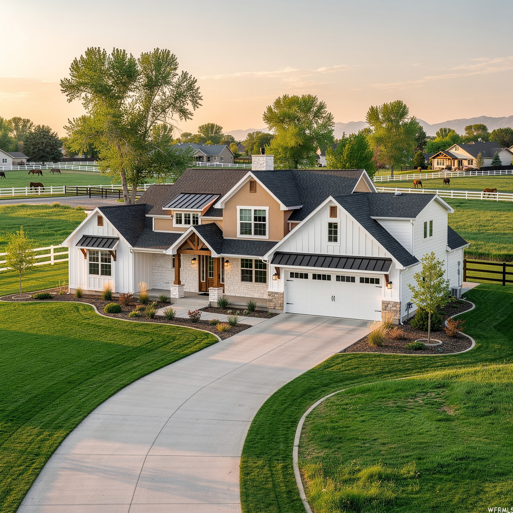 A Studio McGee-style luxury home exterior in Bluffdale, UT — Salt and Slate Cleaning Company