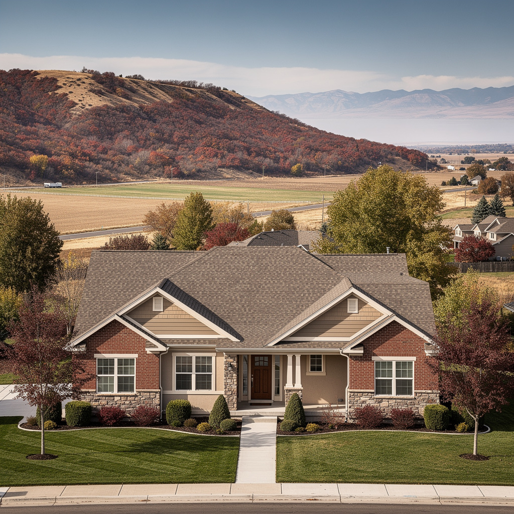 A Studio McGee-style luxury home exterior in Kaysville, UT — Salt and Slate Cleaning Company