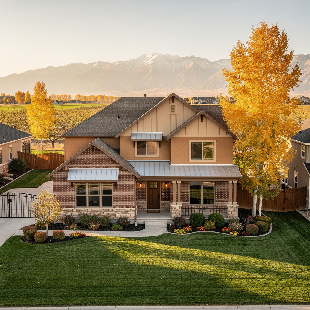 A Studio McGee-style luxury home exterior in Payson, UT — Salt and Slate Cleaning Company
