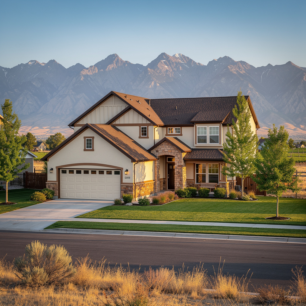 A Studio McGee-style luxury home exterior in Riverton, UT — Salt and Slate Cleaning Company