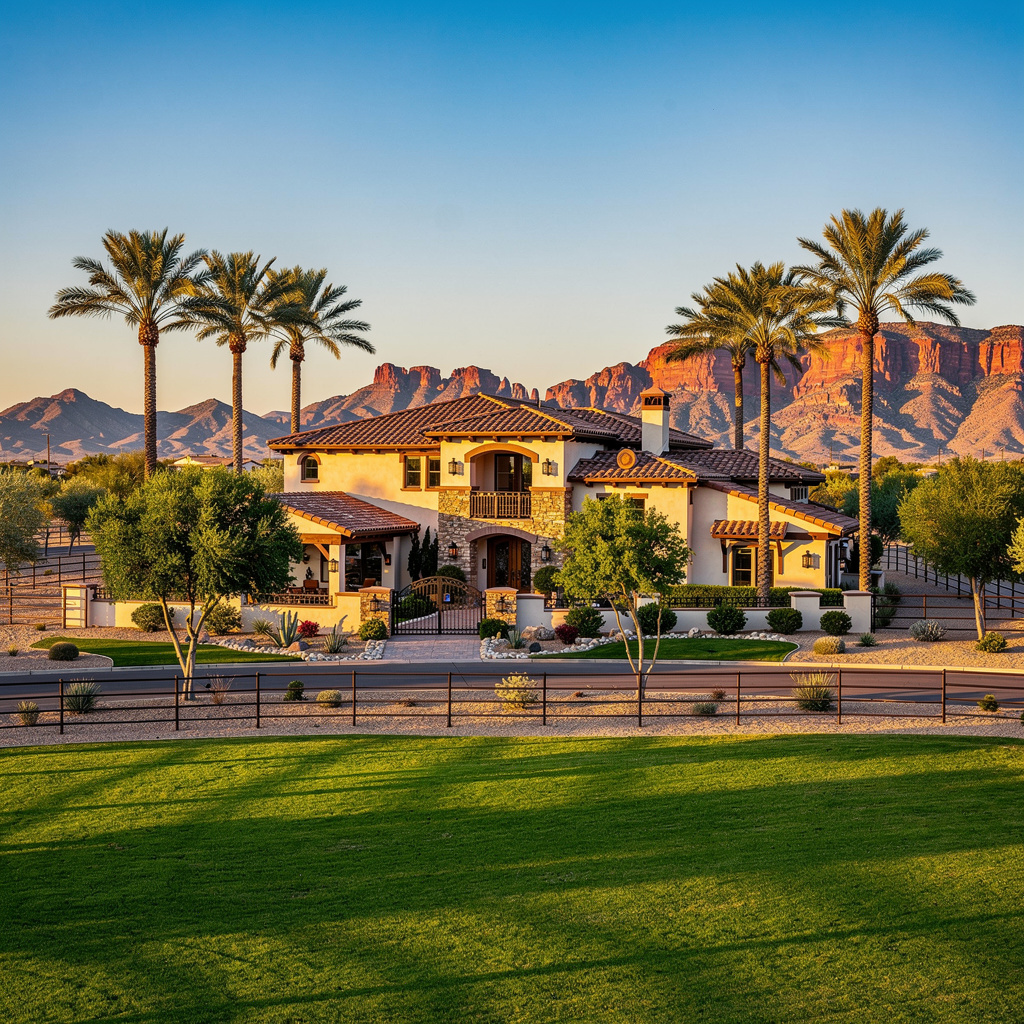 A Studio McGee-style luxury home exterior in the Circle G Ranches neighborhood of Chandler, AZ — premium home cleaning by Salt and Slate