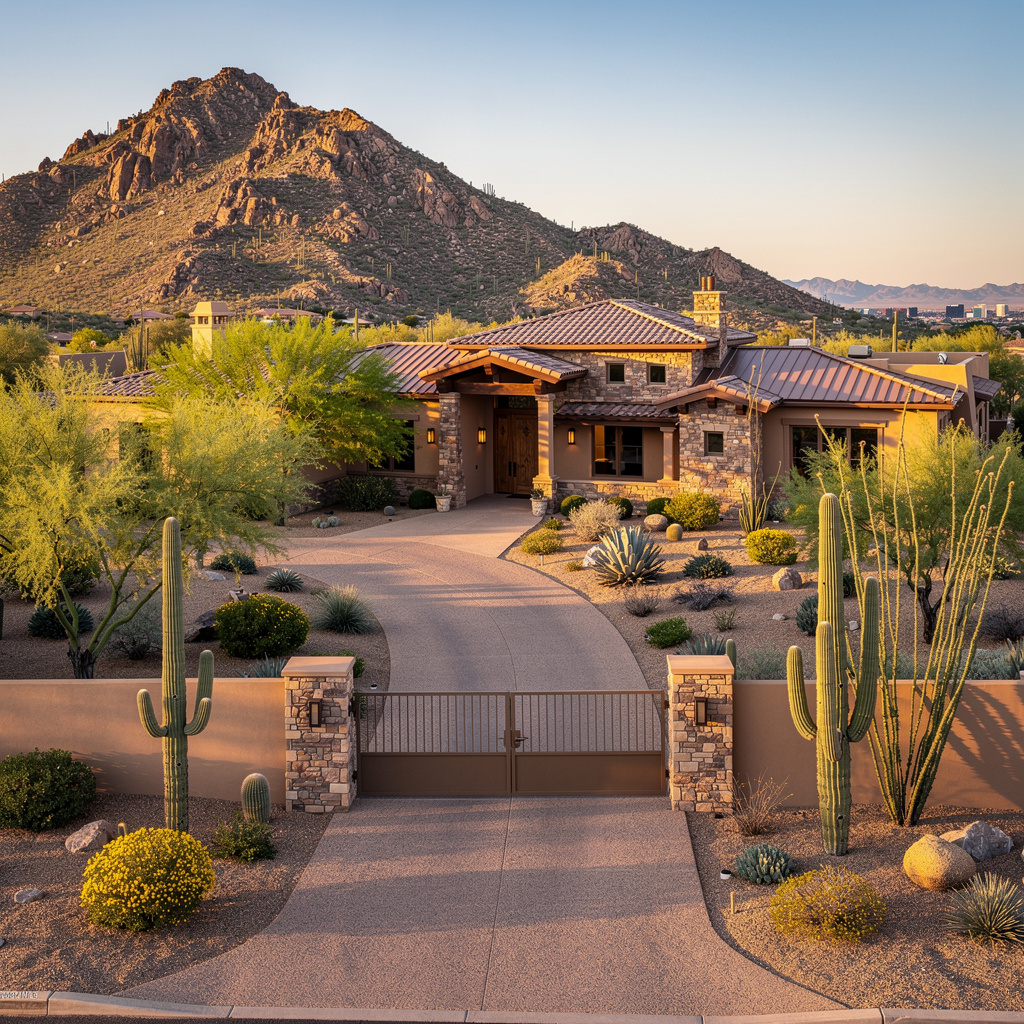 A Studio McGee-style luxury home exterior in the DC Ranch neighborhood of Scottsdale, AZ — premium home cleaning by Salt and Slate