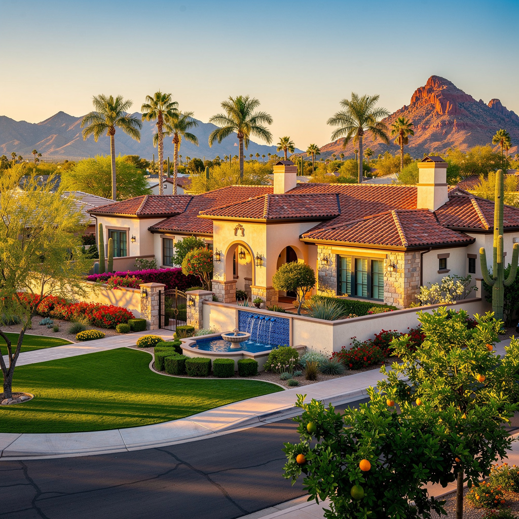 A Studio McGee-style luxury home exterior in the Gainey Ranch neighborhood of Scottsdale, AZ — premium home cleaning by Salt and Slate
