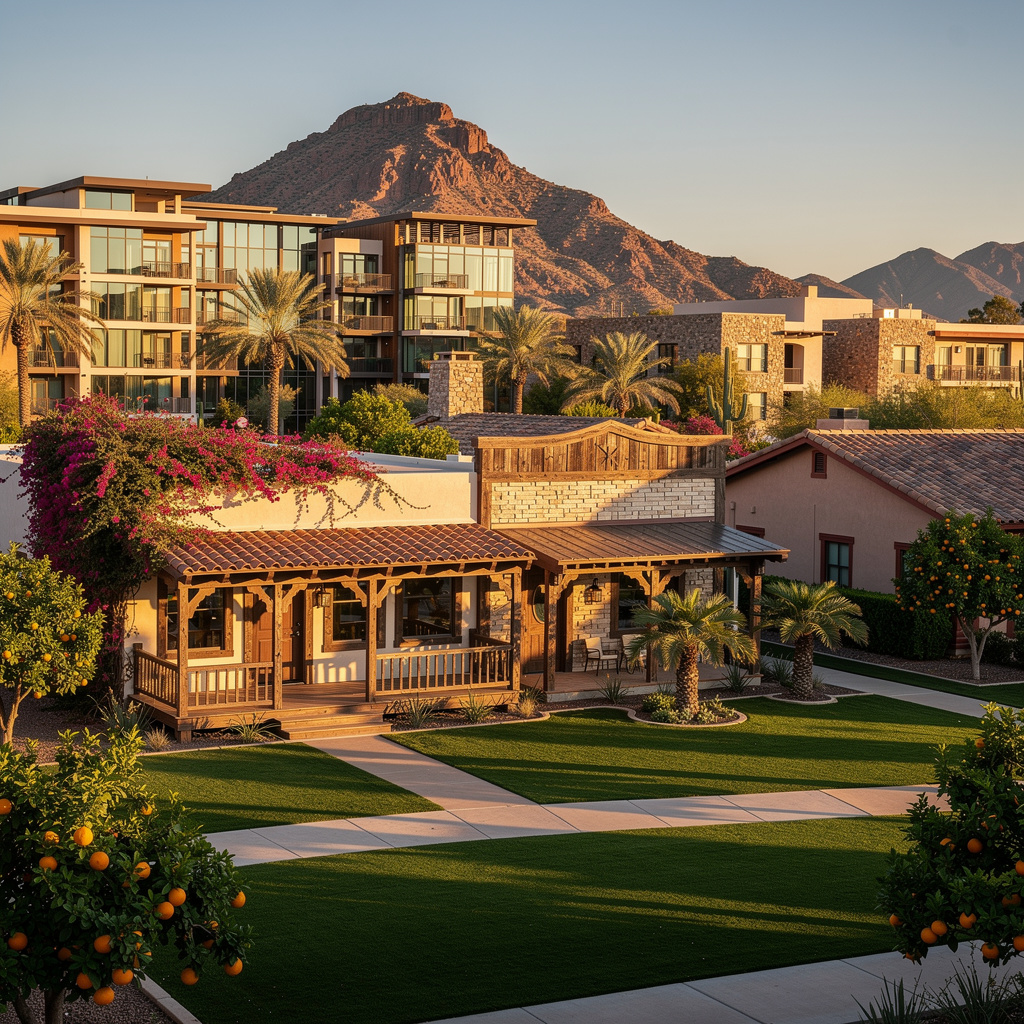 A Studio McGee-style luxury home exterior in the Old Town Scottsdale neighborhood of Scottsdale, AZ — premium home cleaning by Salt and Slate