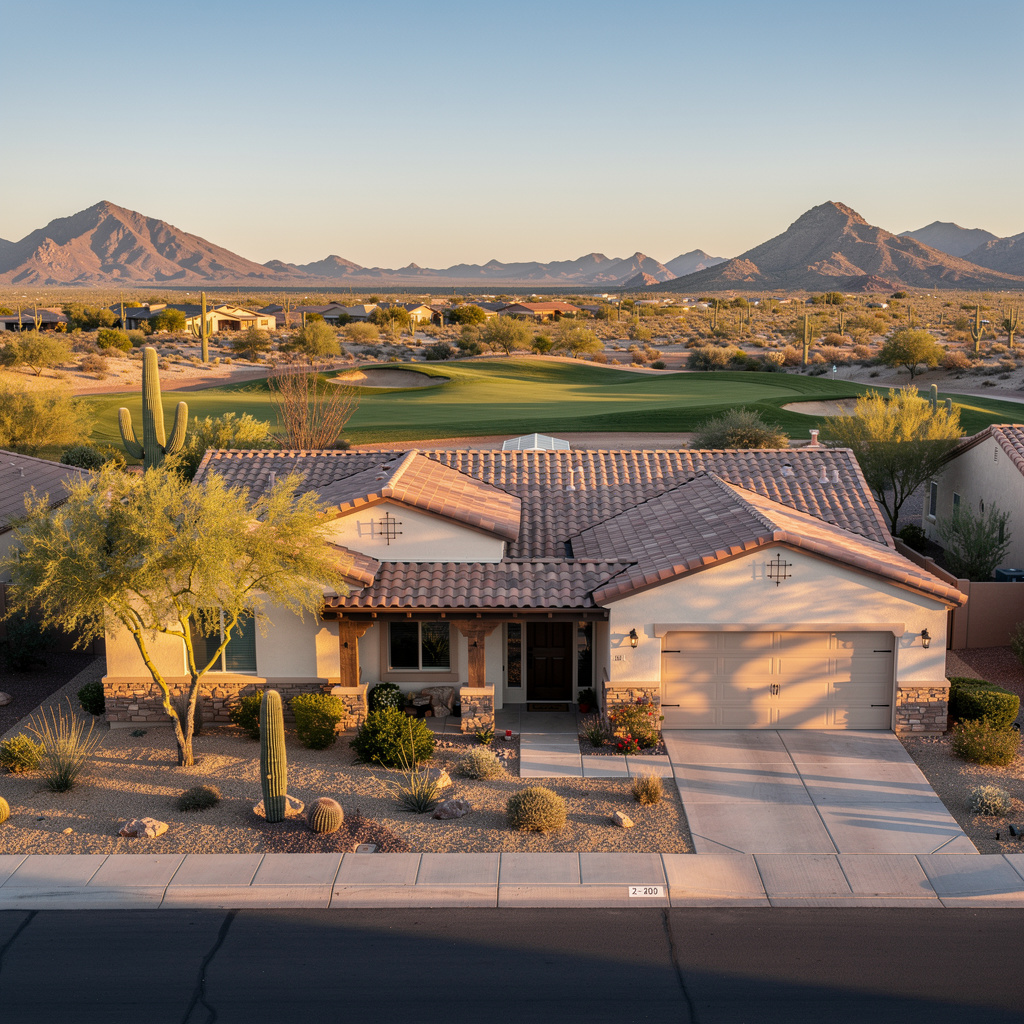 A Studio McGee-style luxury home exterior in the Terravita neighborhood of Scottsdale, AZ — premium home cleaning by Salt and Slate