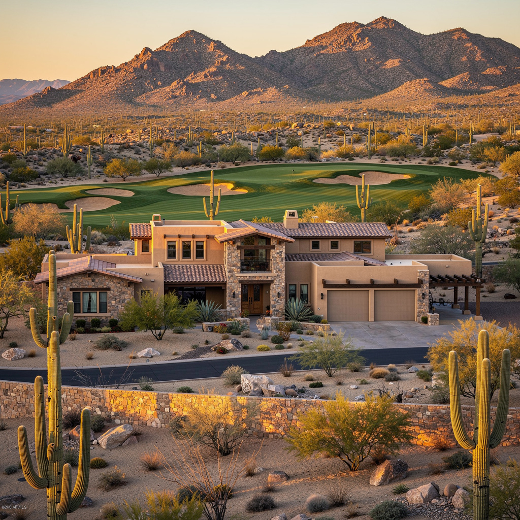 A Studio McGee-style luxury home exterior in the Troon North neighborhood of Scottsdale, AZ — premium home cleaning by Salt and Slate