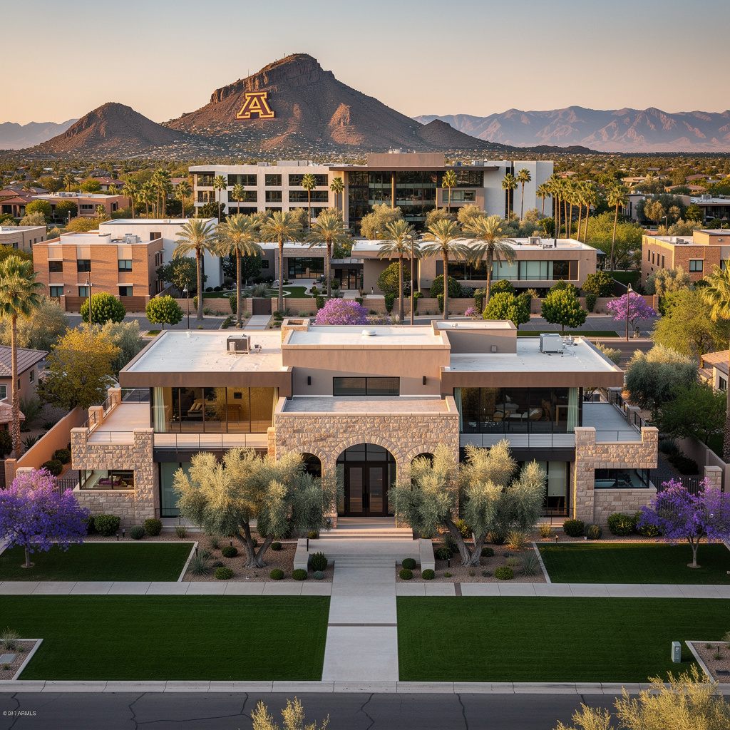 A Studio McGee-style luxury home exterior in the Arizona State University neighborhood of Tempe, AZ — premium home cleaning by Salt and Slate