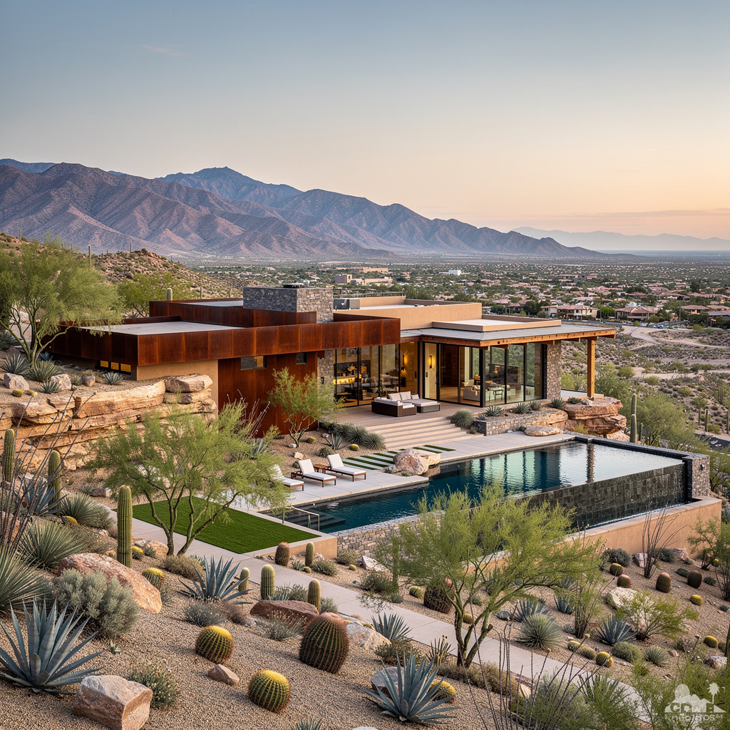 A Studio McGee-style luxury home exterior in the Ascaya neighborhood of Henderson, NV — premium home cleaning by Salt and Slate