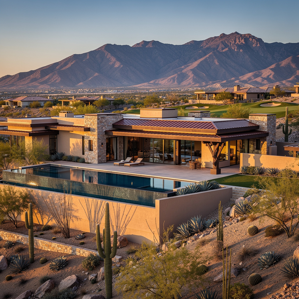 A Studio McGee-style luxury home exterior in the MacDonald Highlands neighborhood of Henderson, NV — premium home cleaning by Salt and Slate