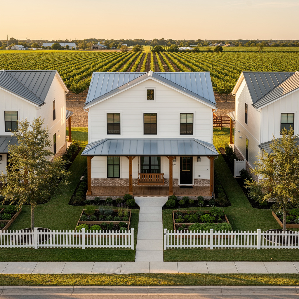 A Studio McGee-style luxury home exterior in the Harvest neighborhood of Argyle, TX — premium home cleaning by Salt and Slate