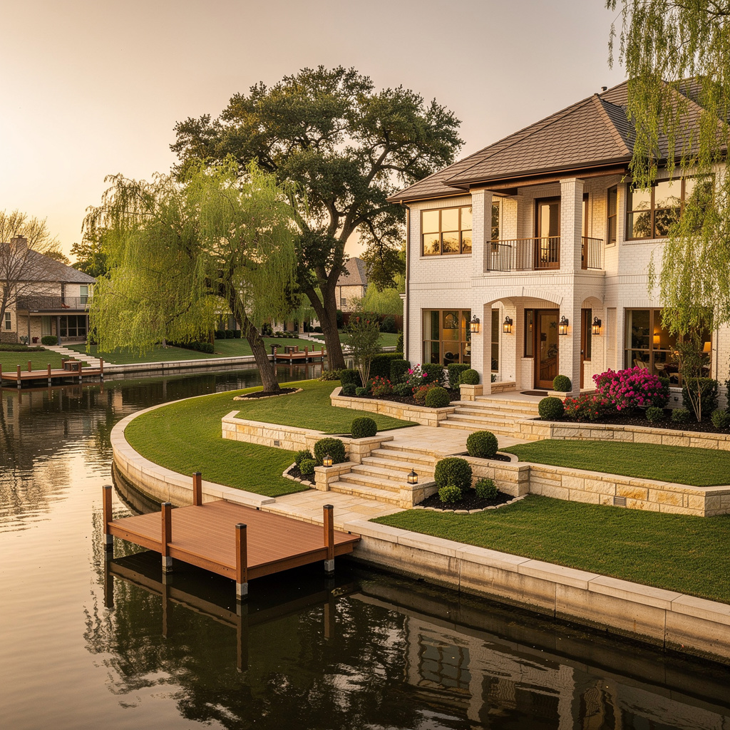 A Studio McGee-style luxury home exterior in the Interlochen neighborhood of Arlington, TX — premium home cleaning by Salt and Slate