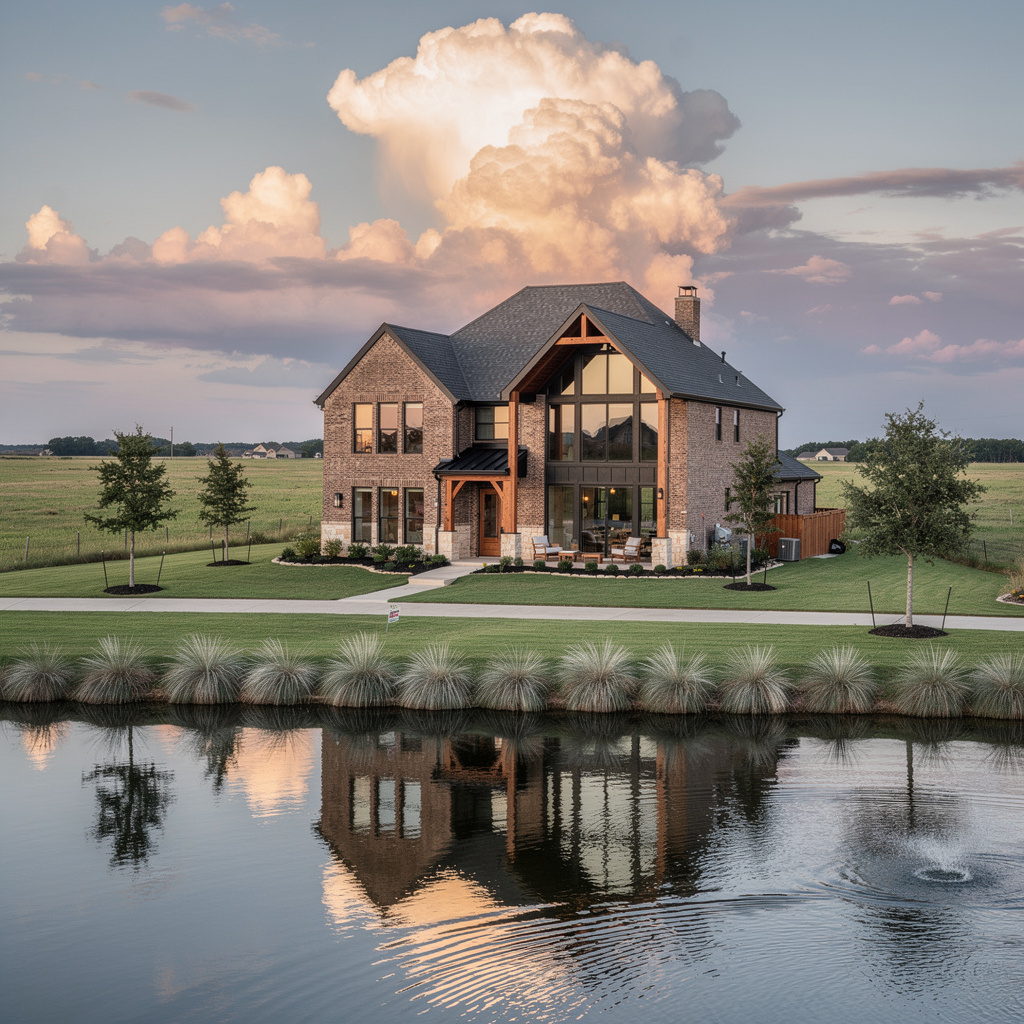 A Studio McGee-style luxury home exterior in the Mustang Lakes neighborhood of Celina, TX — premium home cleaning by Salt and Slate