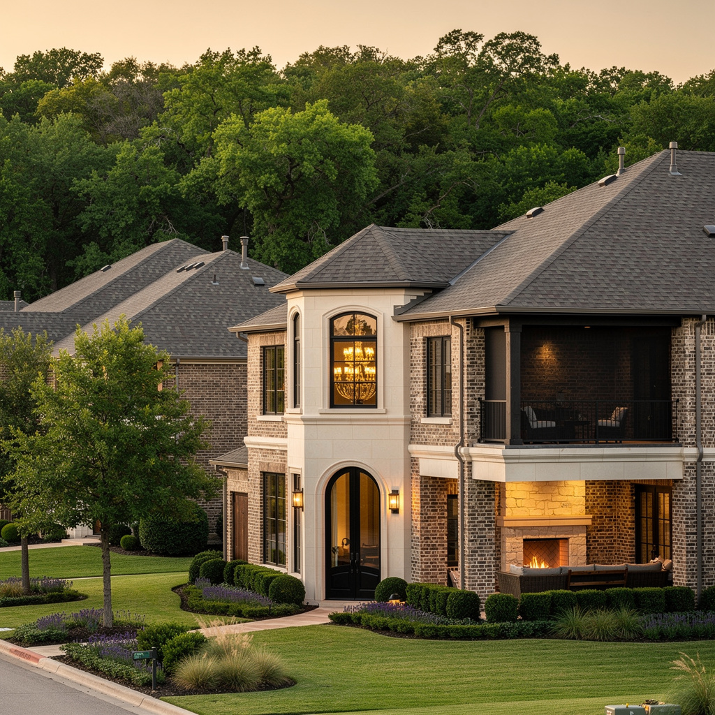 A Studio McGee-style luxury home exterior in the Whittier Heights neighborhood of Colleyville, TX — premium home cleaning by Salt and Slate