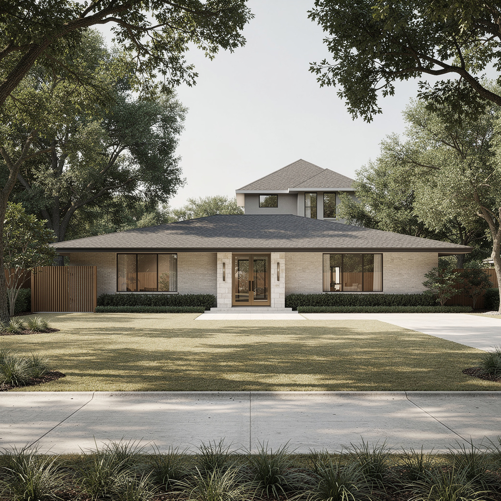 A Studio McGee-style luxury home exterior in the North Dallas neighborhood of Dallas, TX — premium home cleaning by Salt and Slate