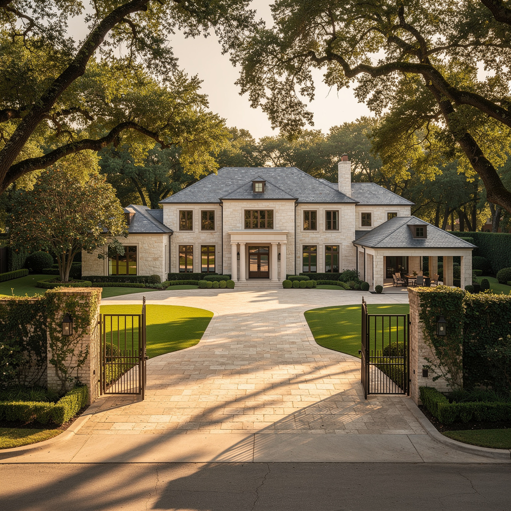 A Studio McGee-style luxury home exterior in the Preston Hollow neighborhood of Dallas, TX — premium home cleaning by Salt and Slate