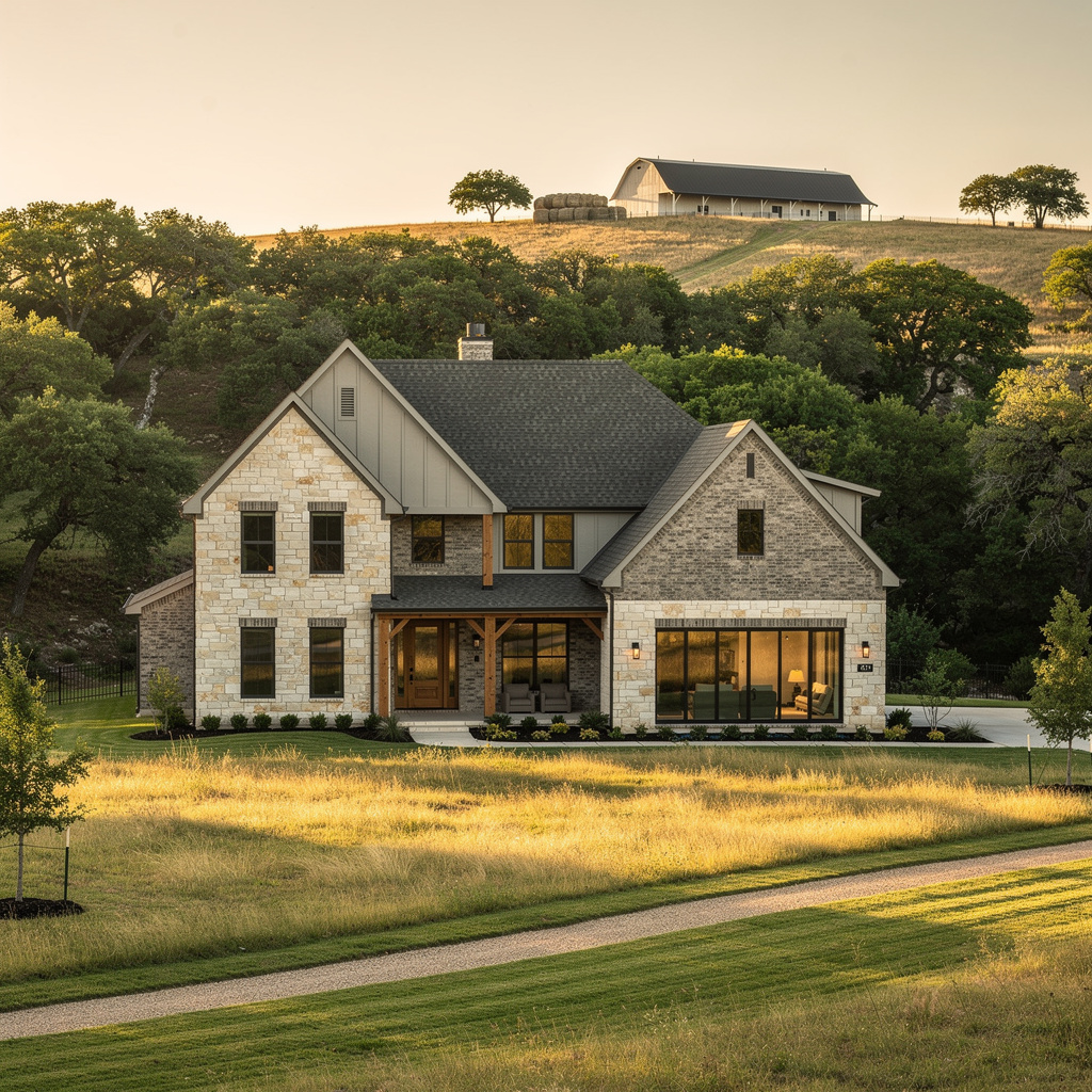A Studio McGee-style luxury home exterior in the Canyon Falls neighborhood of Flower Mound, TX — premium home cleaning by Salt and Slate