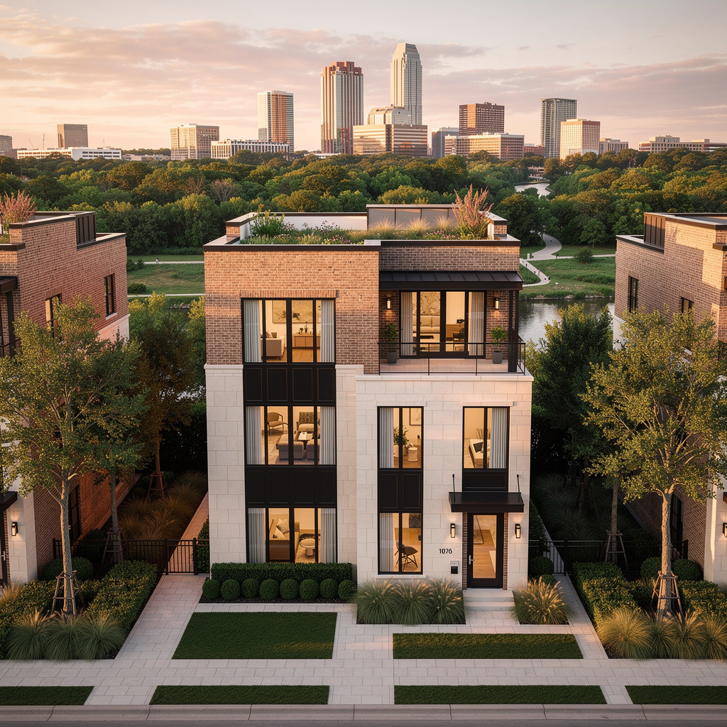 A Studio McGee-style luxury home exterior in the Clearfork neighborhood of Fort Worth, TX — premium home cleaning by Salt and Slate