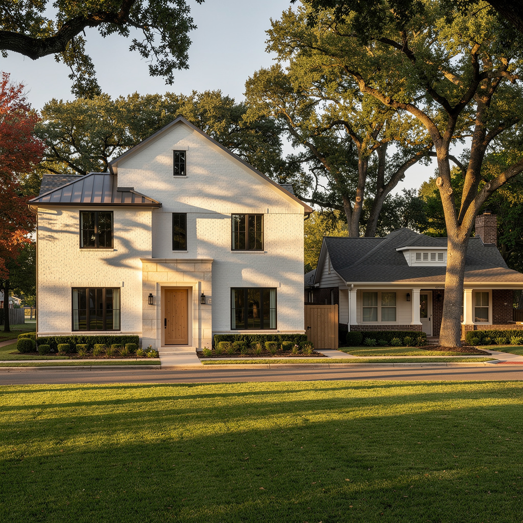 A Studio McGee-style luxury home exterior in the Monticello neighborhood of Fort Worth, TX — premium home cleaning by Salt and Slate