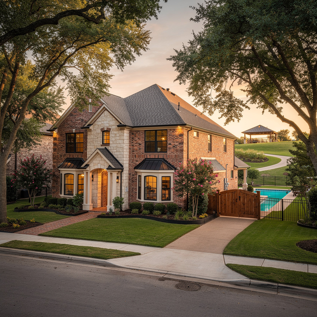 A Studio McGee-style luxury home exterior in the Christie Ranch neighborhood of Frisco, TX — premium home cleaning by Salt and Slate