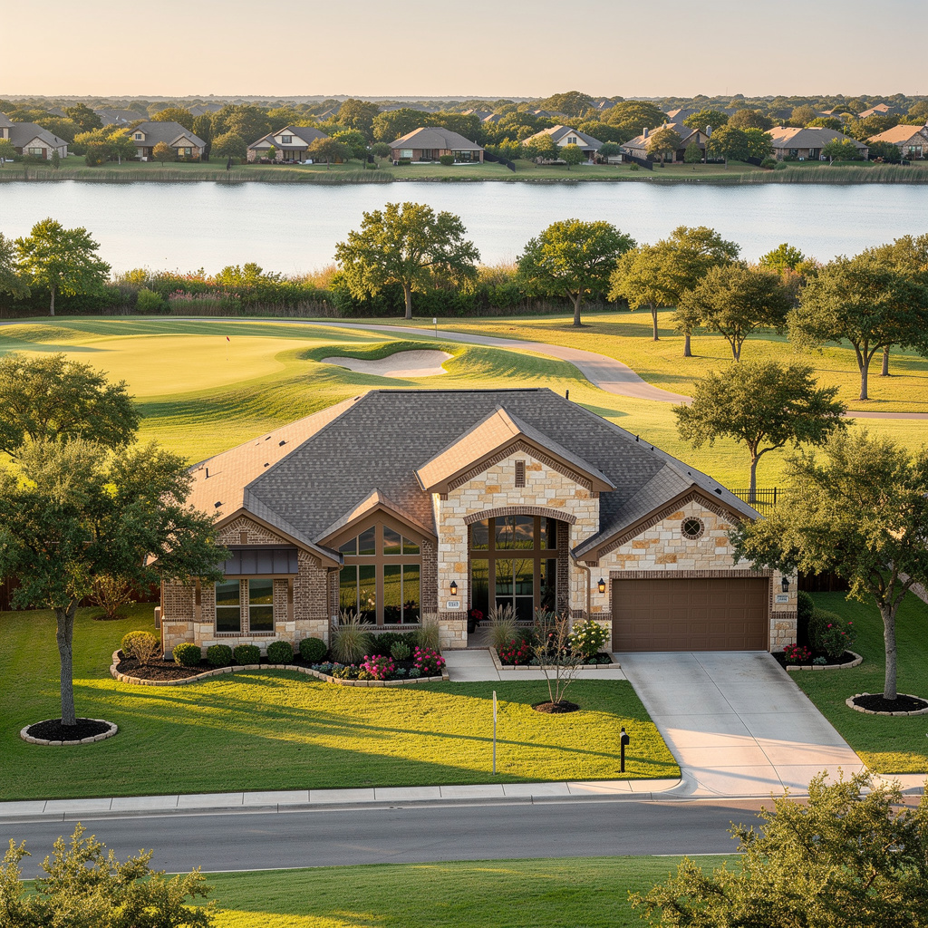 A Studio McGee-style luxury home exterior in the Frisco Lakes neighborhood of Frisco, TX — premium home cleaning by Salt and Slate