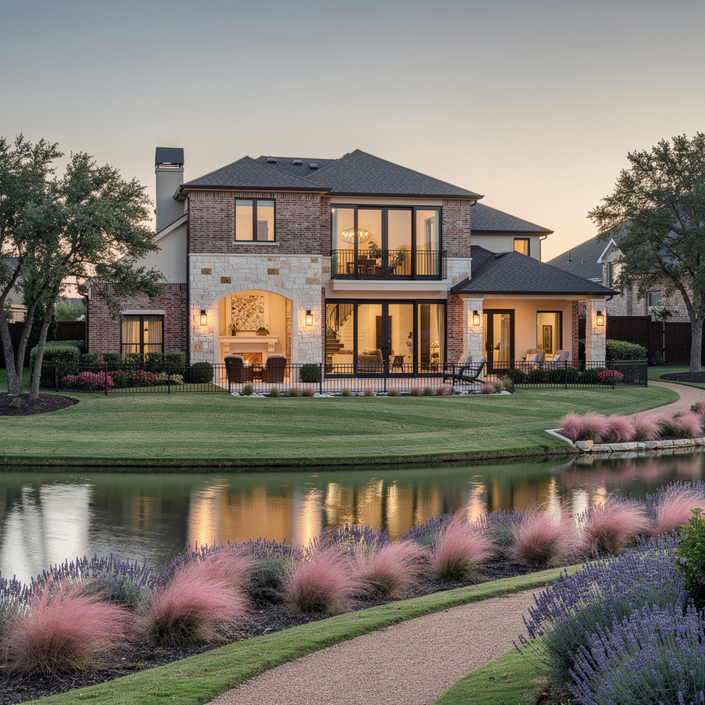 A Studio McGee-style luxury home exterior in the Miramonte neighborhood of Frisco, TX — premium home cleaning by Salt and Slate