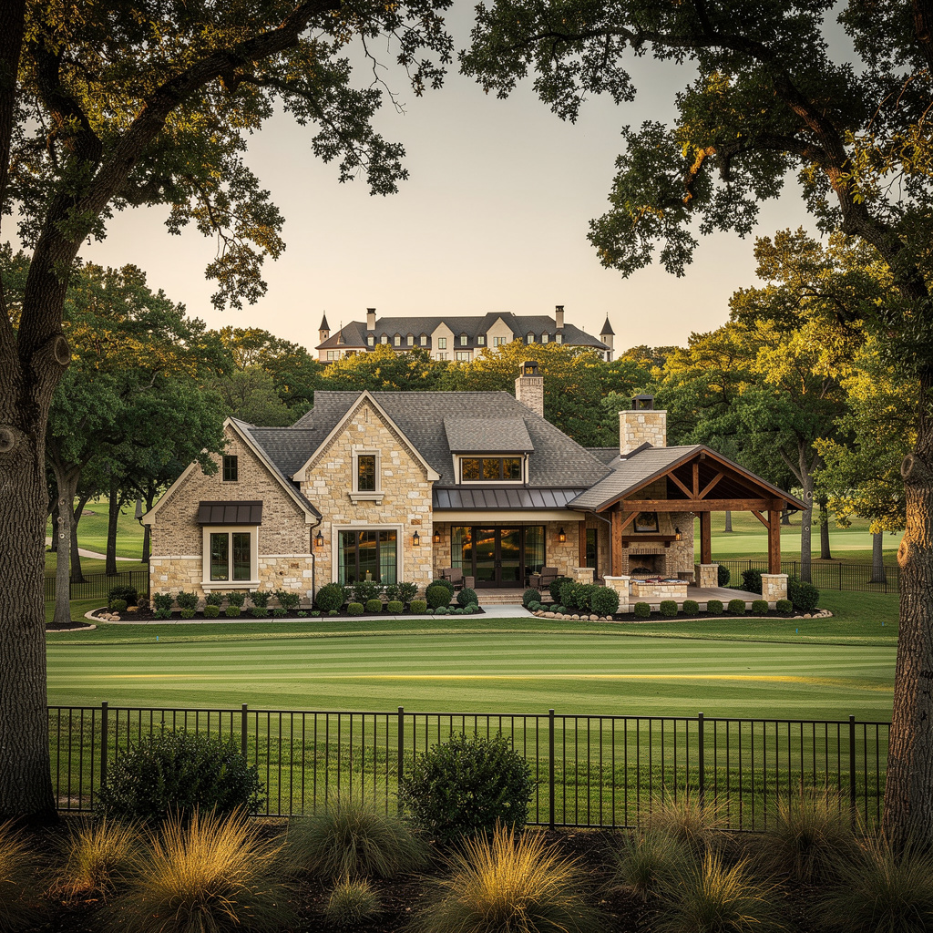 A Studio McGee-style luxury home exterior in the Lantana Golf Club neighborhood of Lantana, TX — premium home cleaning by Salt and Slate