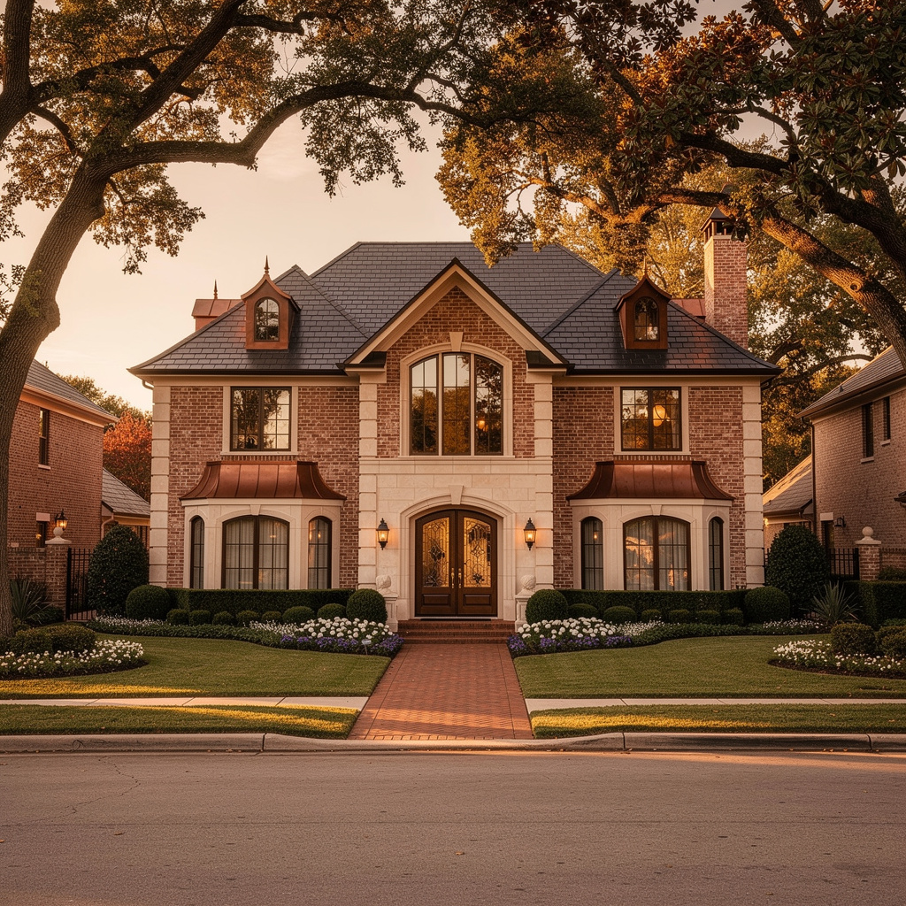 A Studio McGee-style luxury home exterior in the Deerfield neighborhood of Plano, TX — premium home cleaning by Salt and Slate