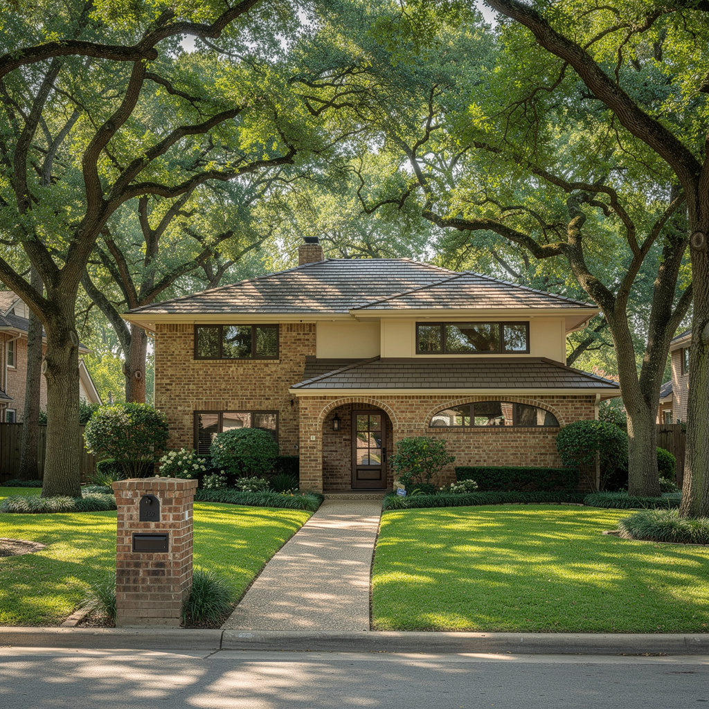 A Studio McGee-style luxury home exterior in the Hunters Glen neighborhood of Plano, TX — premium home cleaning by Salt and Slate