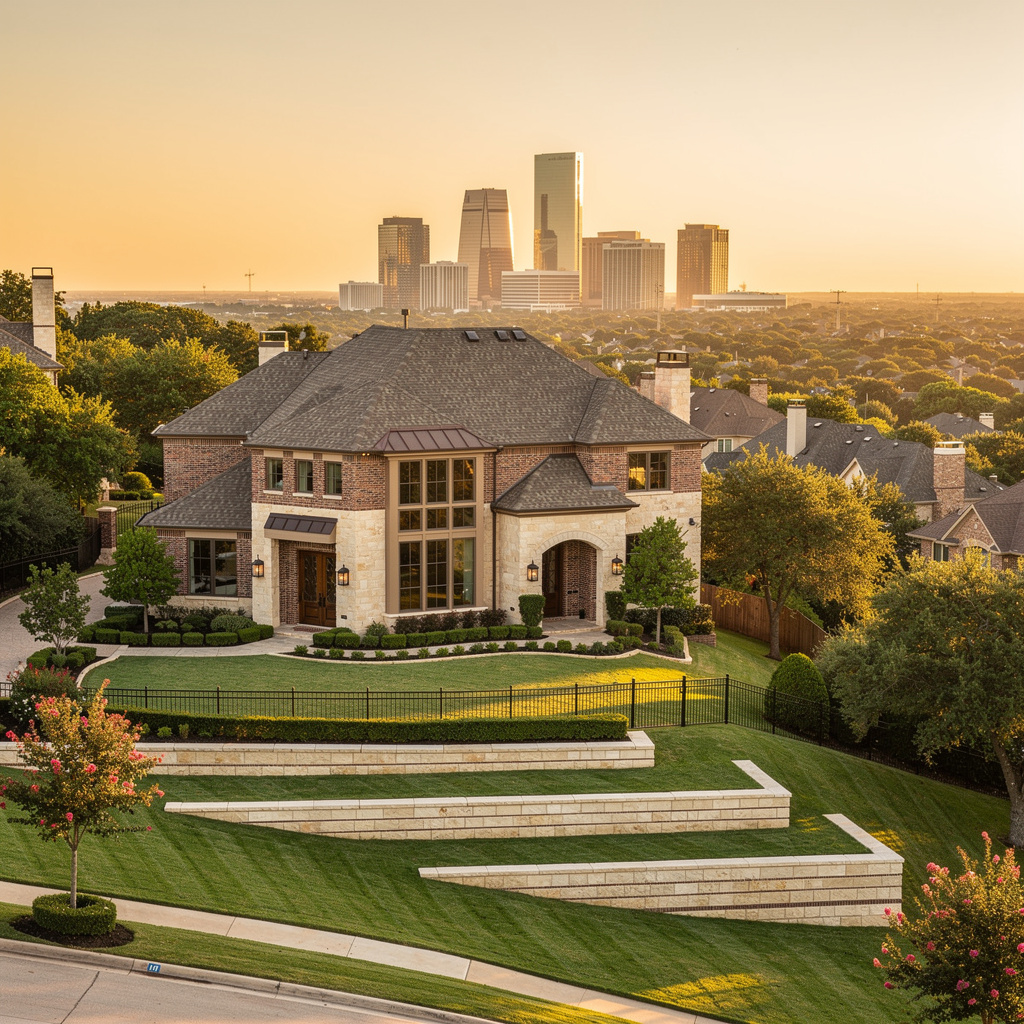A Studio McGee-style luxury home exterior in the Kings Ridge neighborhood of Plano, TX — premium home cleaning by Salt and Slate