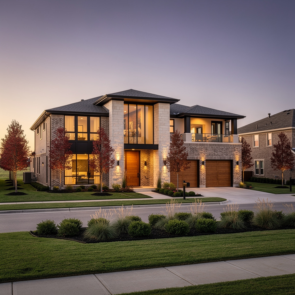 A Studio McGee-style luxury home exterior in the Star Trail neighborhood of Prosper, TX — premium home cleaning by Salt and Slate