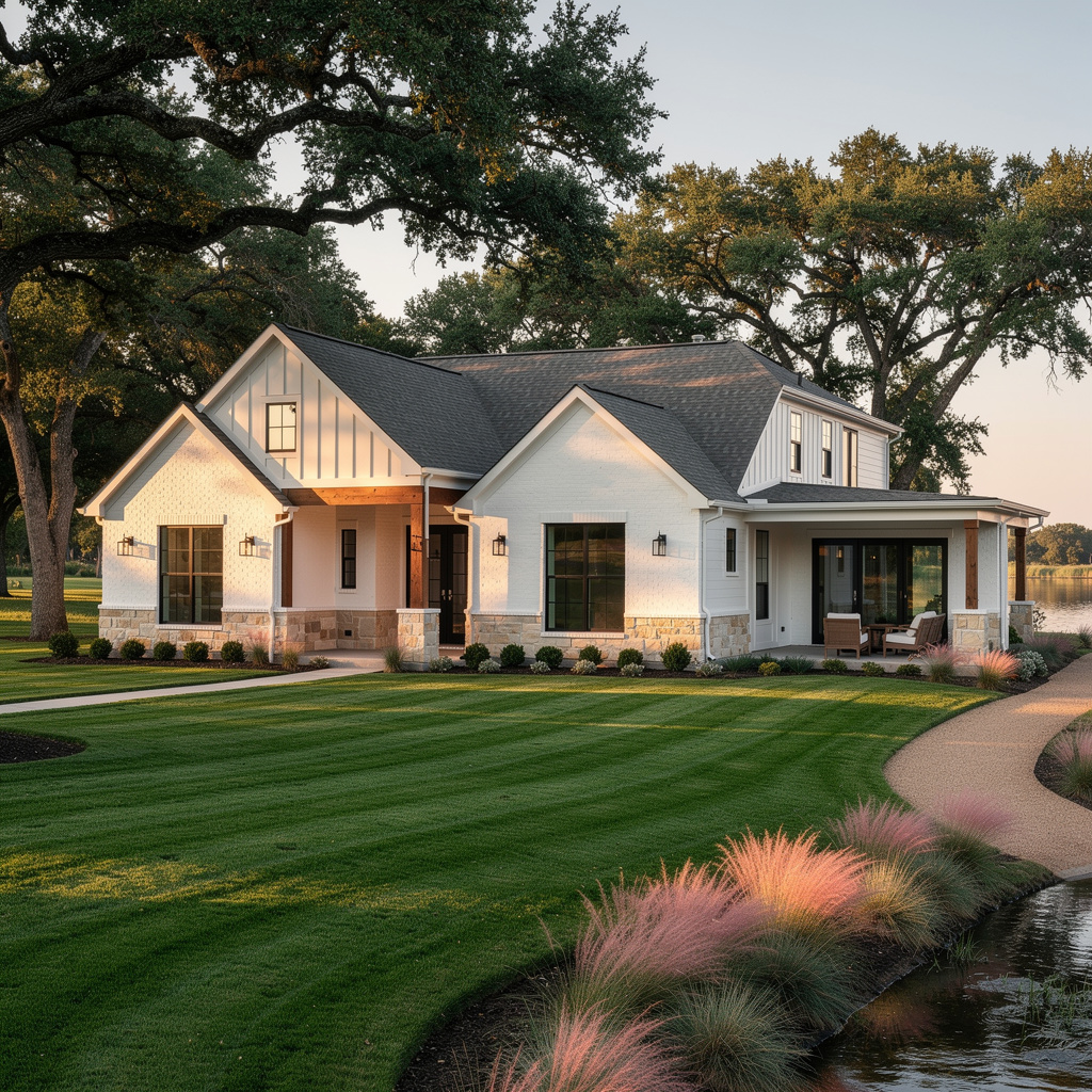 A Studio McGee-style luxury home exterior in the Windsong Ranch neighborhood of Prosper, TX — premium home cleaning by Salt and Slate