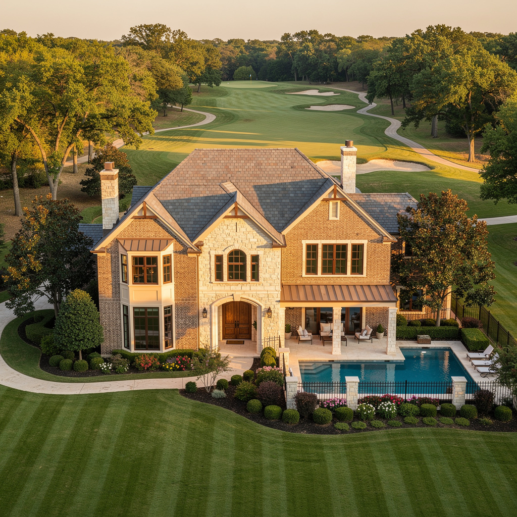 A Studio McGee-style luxury home exterior in the Timarron neighborhood of Southlake, TX — premium home cleaning by Salt and Slate