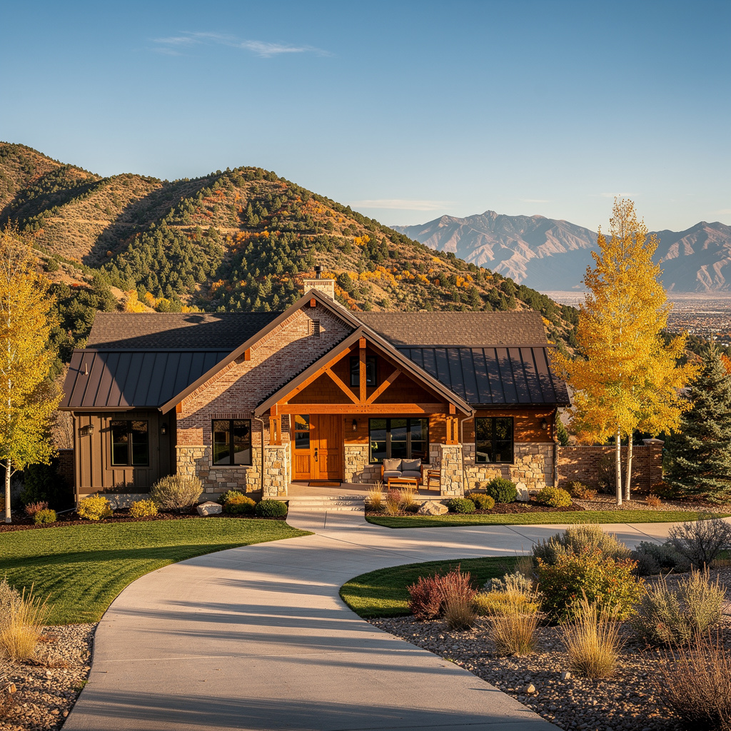 A Studio McGee-style luxury home exterior in the Corner Canyon neighborhood of Draper, UT — premium home cleaning by Salt and Slate