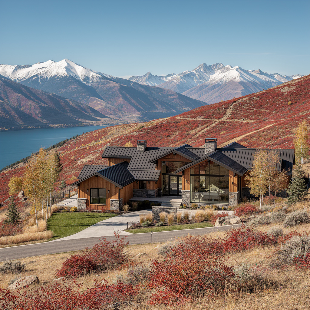 A Studio McGee-style luxury home exterior in the Jordanelle Ridge neighborhood of Heber City, UT — premium home cleaning by Salt and Slate
