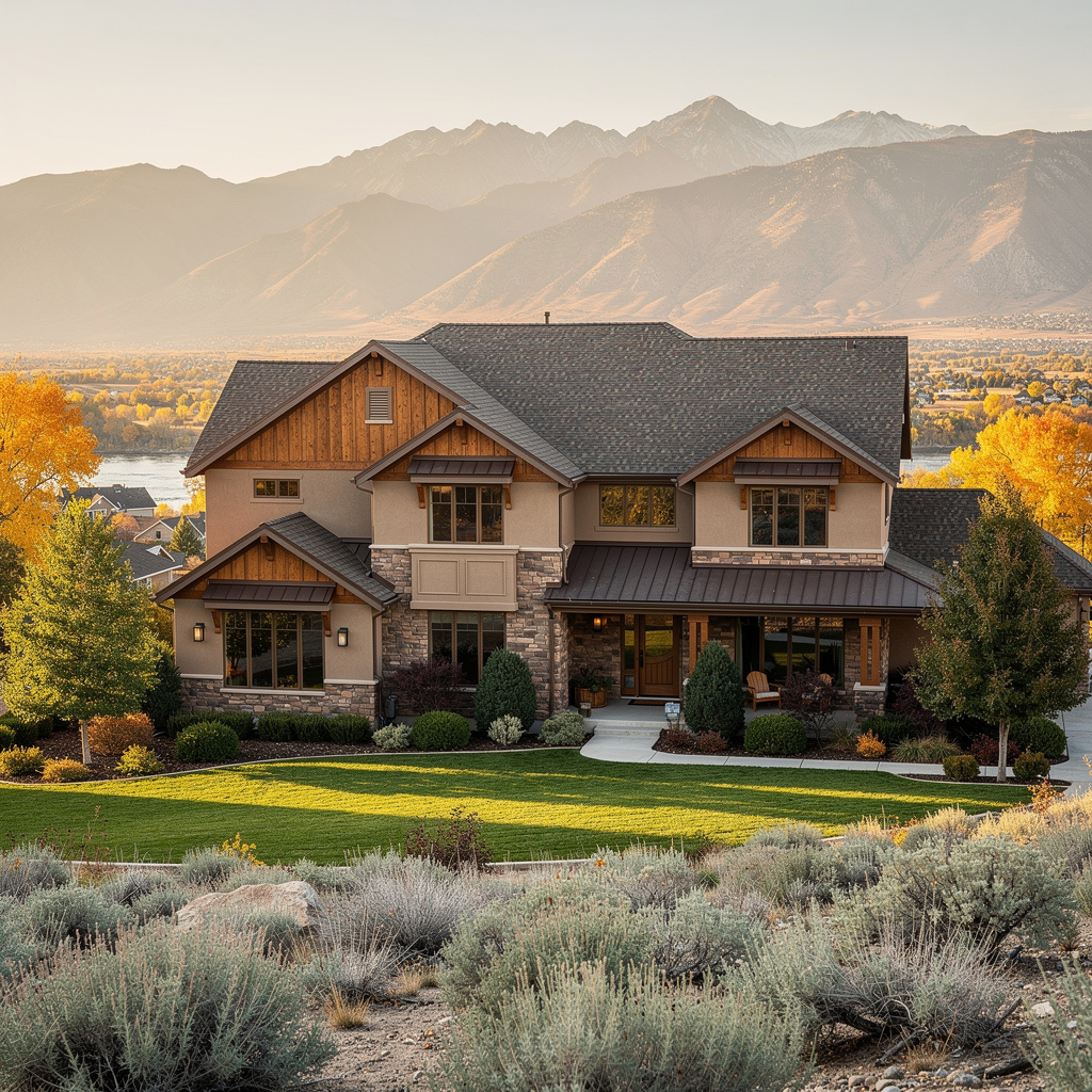 A Studio McGee-style luxury home exterior in the Canyon Road Estates neighborhood of Orem, UT — premium home cleaning by Salt and Slate