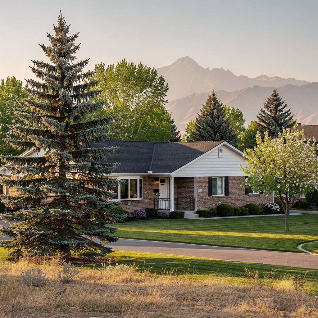 A Studio McGee-style luxury home exterior in the Carterville neighborhood of Orem, UT — premium home cleaning by Salt and Slate