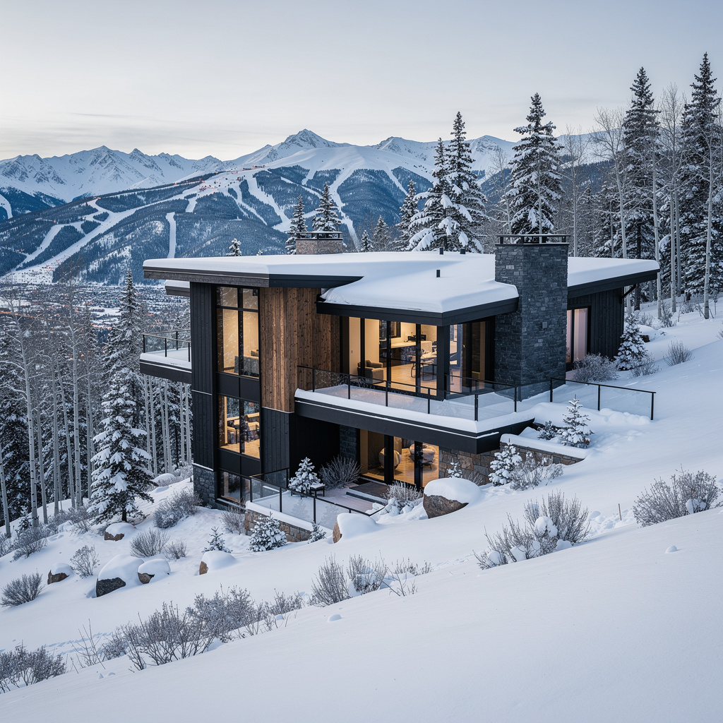 A Studio McGee-style luxury home exterior in the Empire Pass neighborhood of Park City, UT — premium home cleaning by Salt and Slate