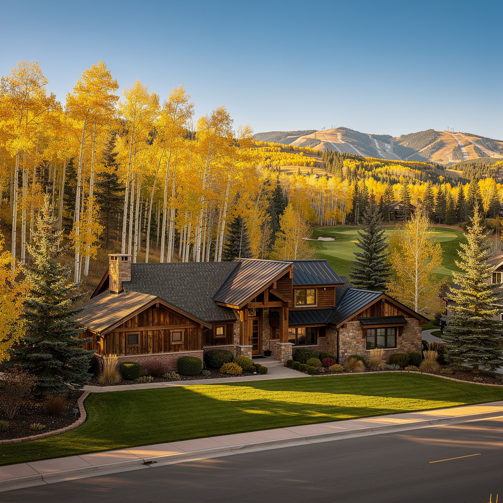 A Studio McGee-style luxury home exterior in the Park Meadows neighborhood of Park City, UT — premium home cleaning by Salt and Slate