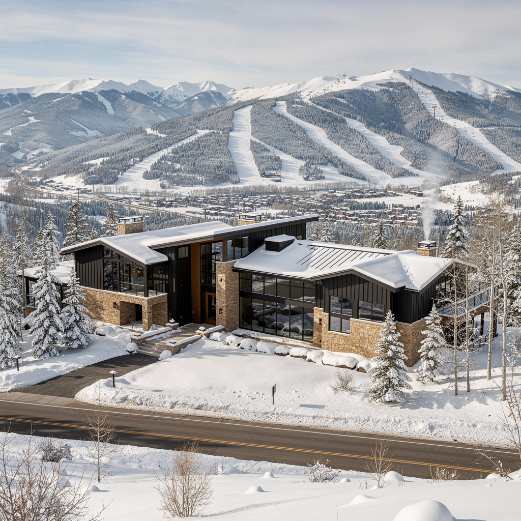 A Studio McGee-style luxury home exterior in the Red Cloud neighborhood of Park City, UT — premium home cleaning by Salt and Slate