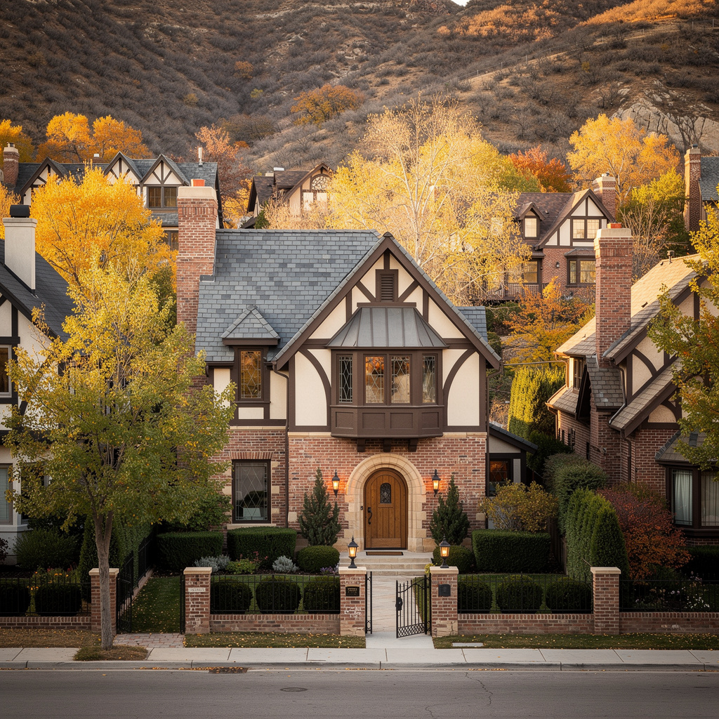 A Studio McGee-style luxury home exterior in the Harvard-Yale neighborhood of Salt Lake City, UT — premium home cleaning by Salt and Slate