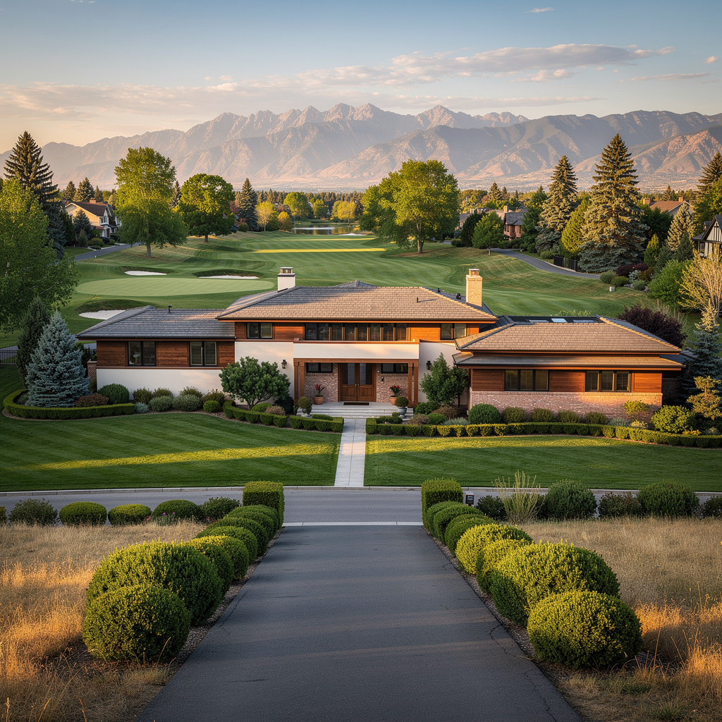 A Studio McGee-style luxury home exterior in the Salt Lake Country Club neighborhood of Salt Lake City, UT — premium home cleaning by Salt and Slate