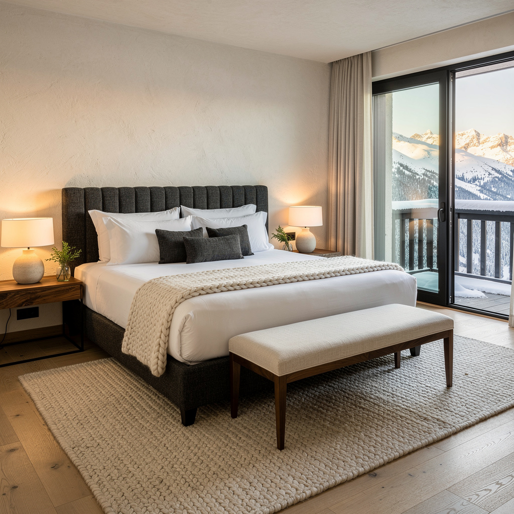 Studio McGee-style primary bedroom reset between guests — airbnb & rental cleaning in Orem, UT by Salt and Slate