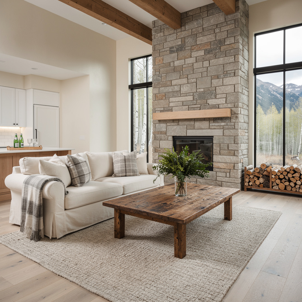 Studio McGee-style mountain vacation home living area — vacation home cleaning across Nevada by Salt and Slate